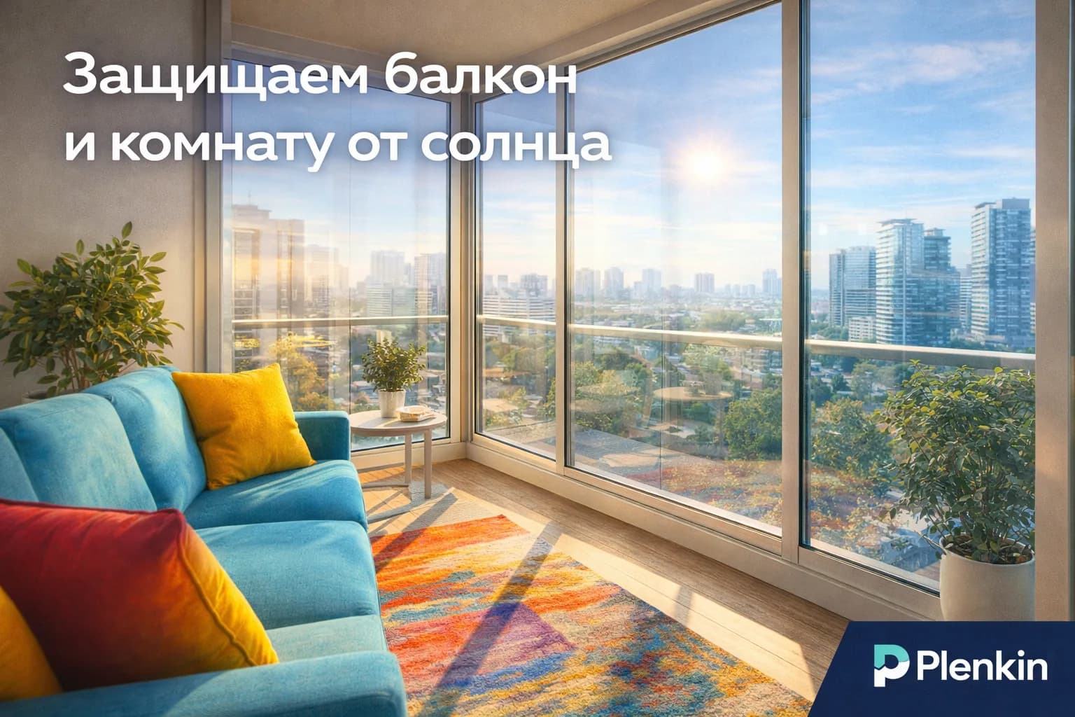 Светлый балкон с защитой